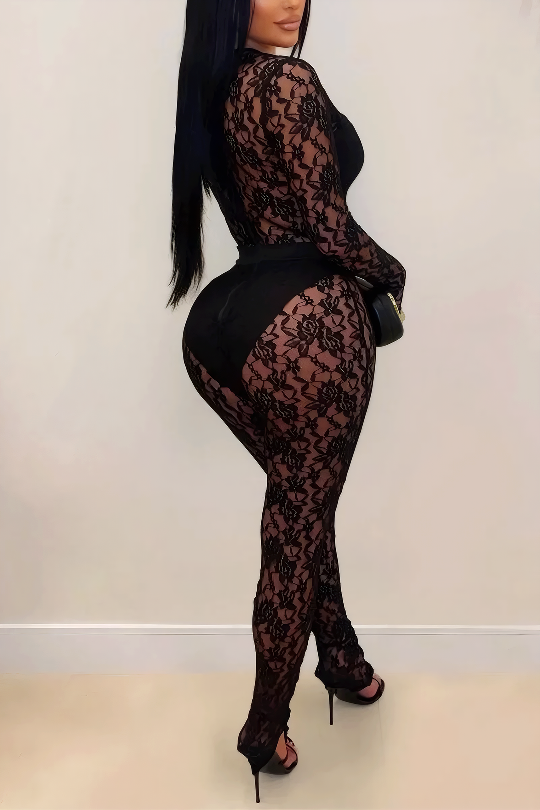 Lace Overlay Jumpsuit With Cutout Detail