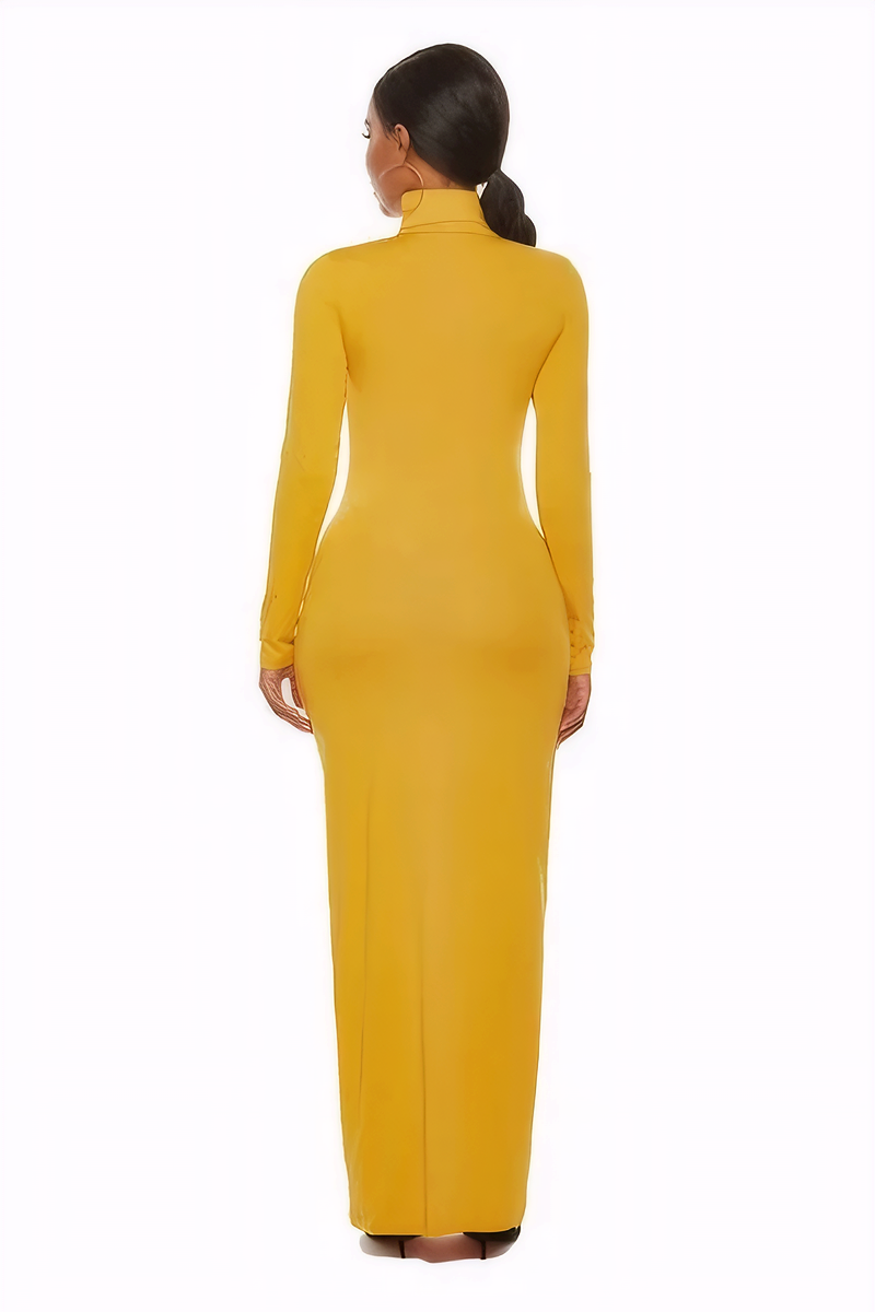 Mock Neck Long Sleeve Maxi Slim Dress