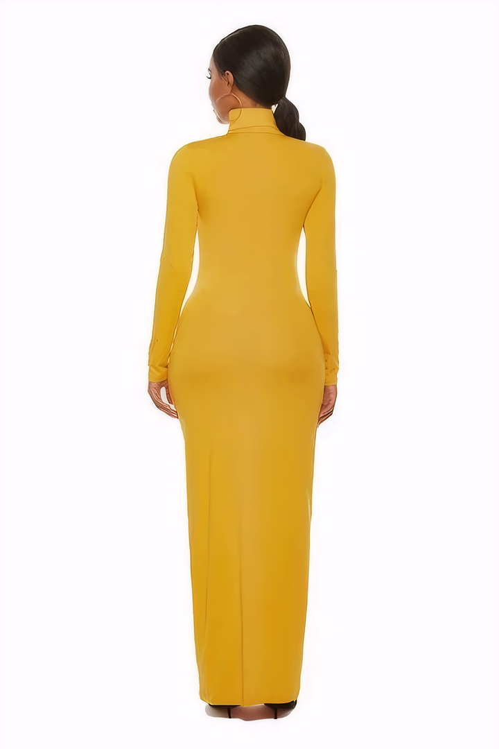 Mock Neck Long Sleeve Maxi Slim Dress