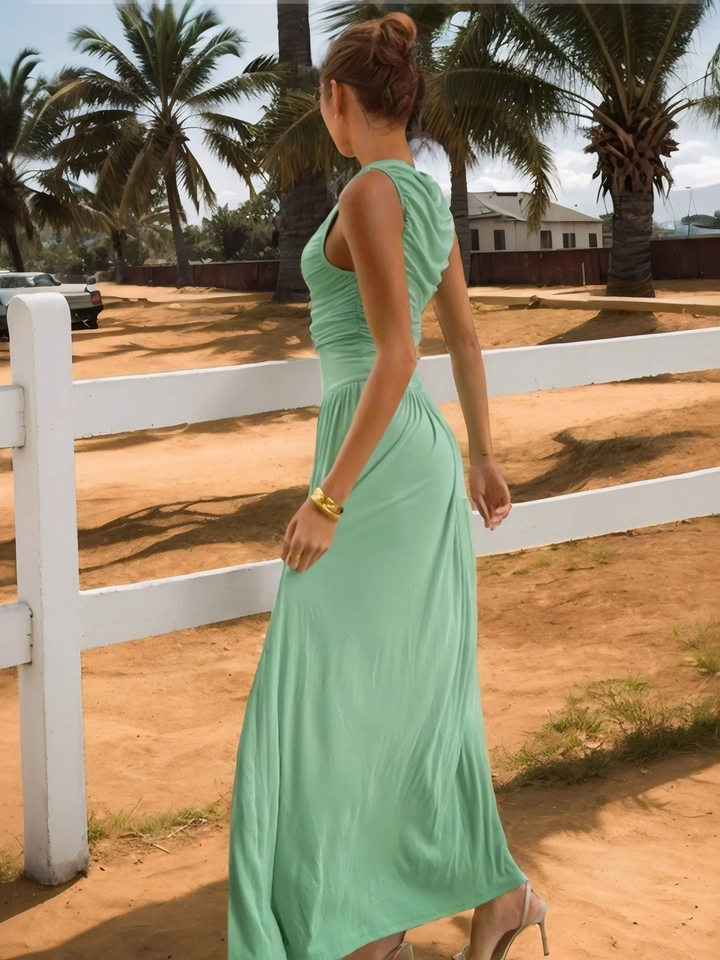 Ruched Sleeveless Maxi Dress