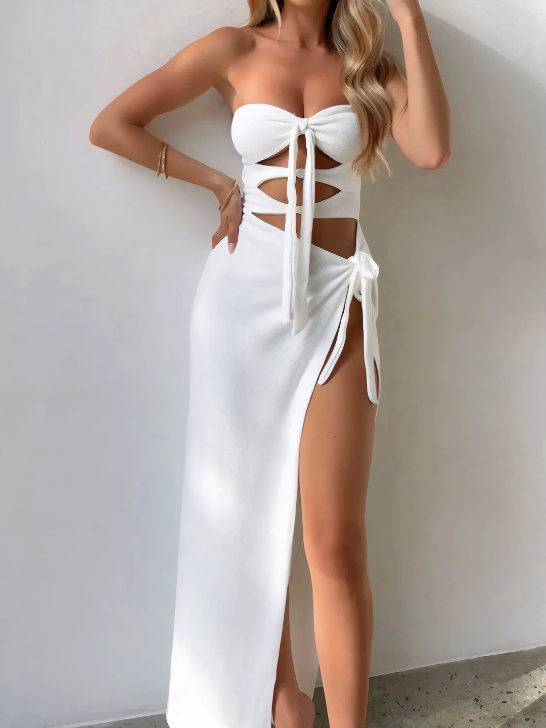 Cutout Split Sweetheart Neck Tube Dress