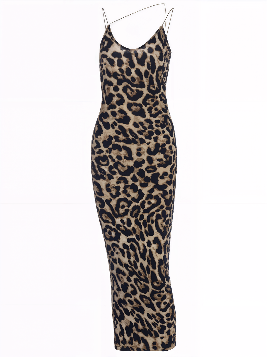 Leopard Print Spaghetti Strap Midi Dress