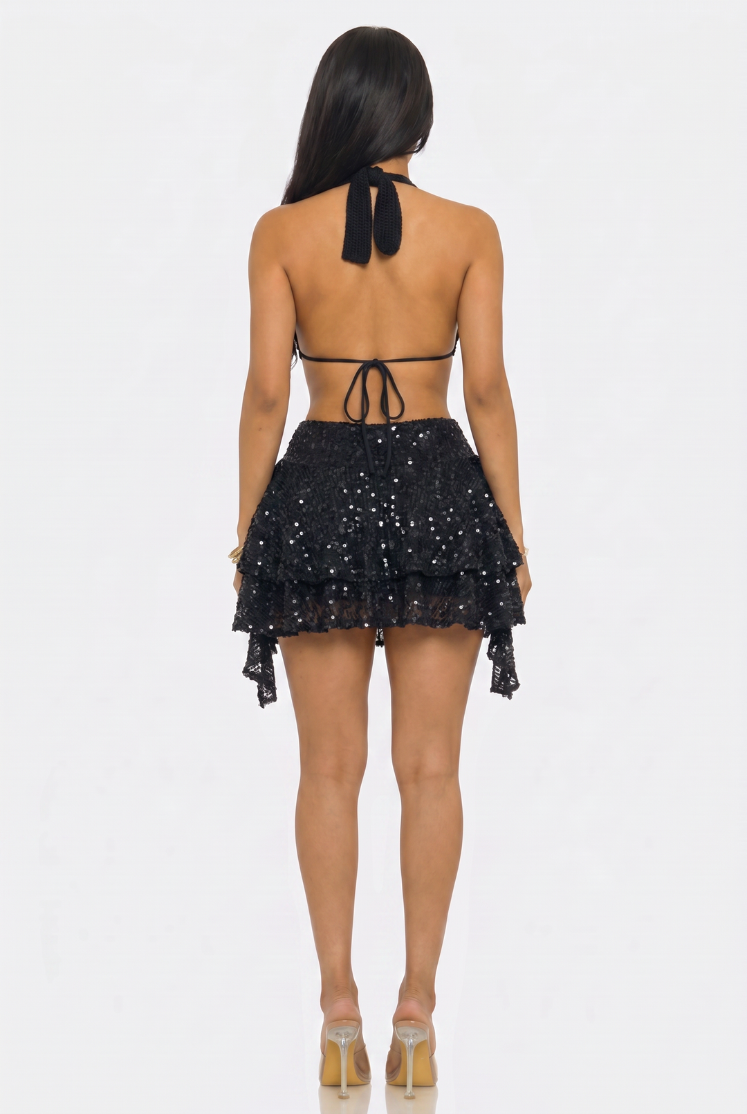 Halter Mini Dress With Open Back