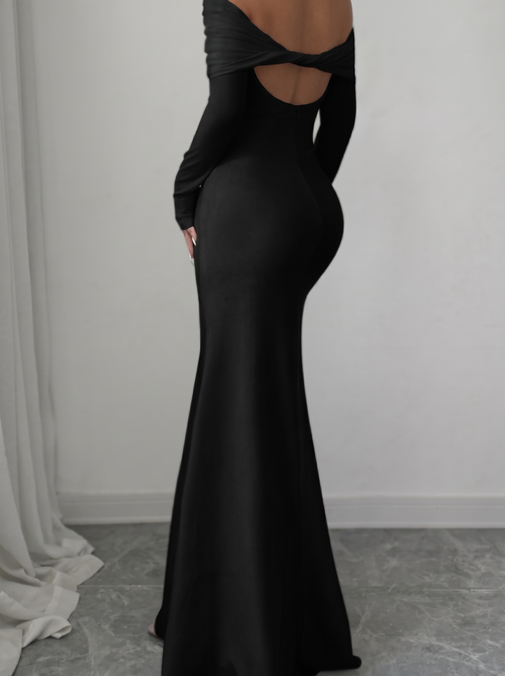 Off-Shoulder Long Sleeve Bodycon Maxi Dress
