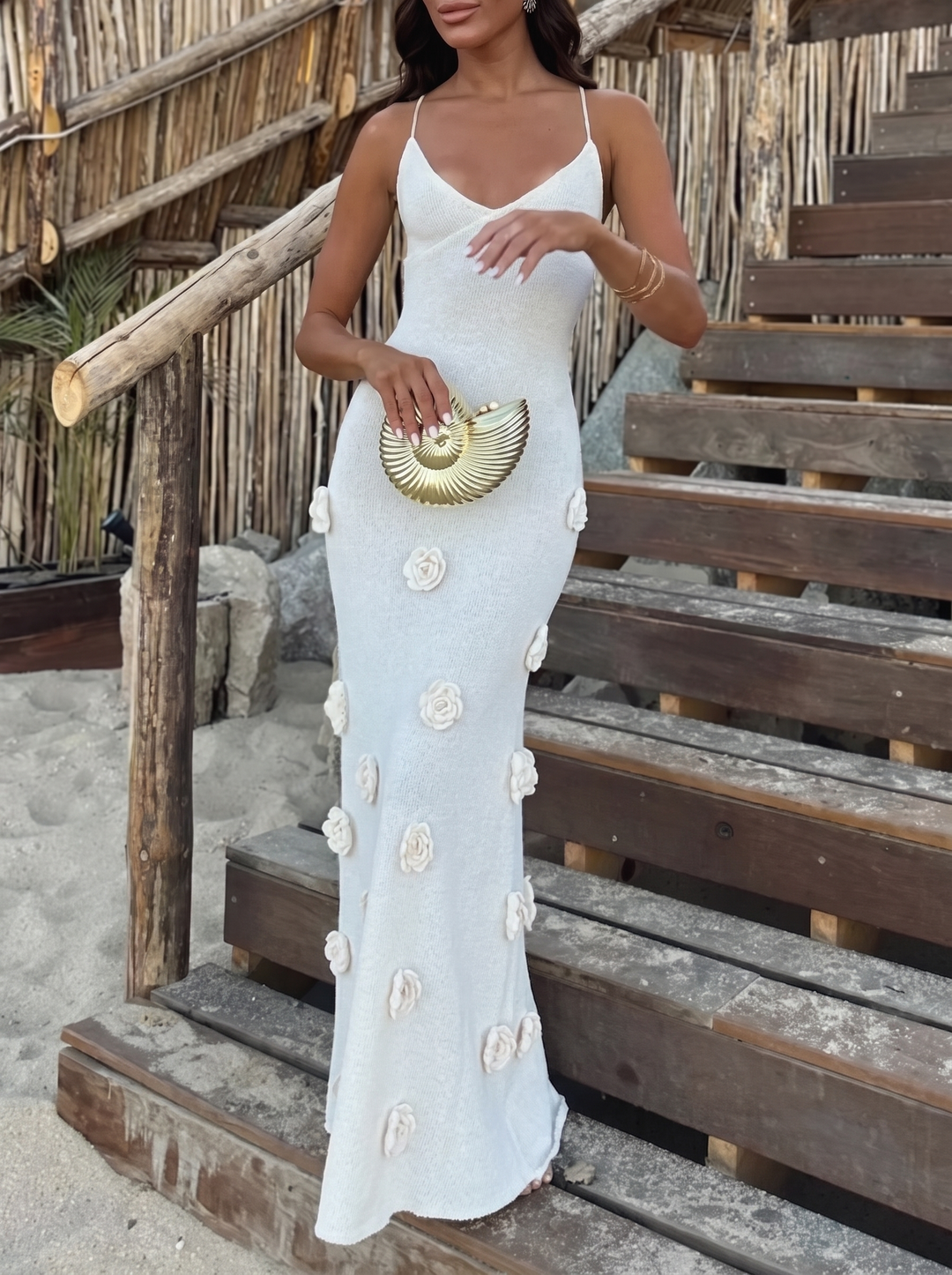 Flower Maxi Sweater Cami Dress