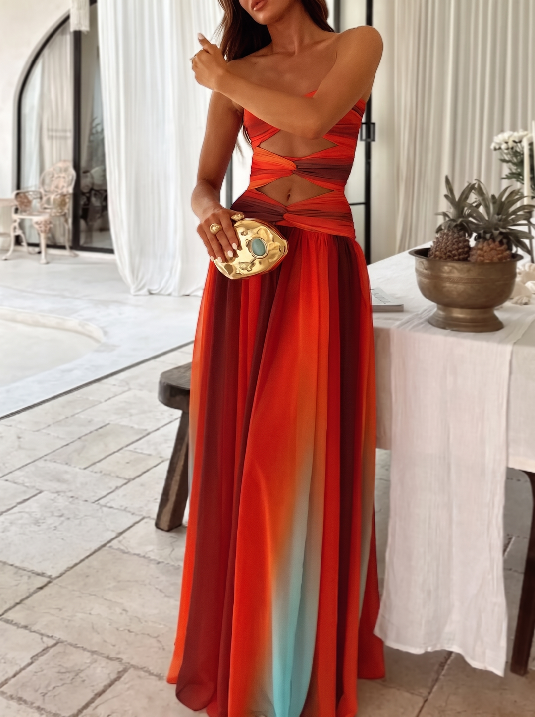 Strapless Cutout Maxi Dress
