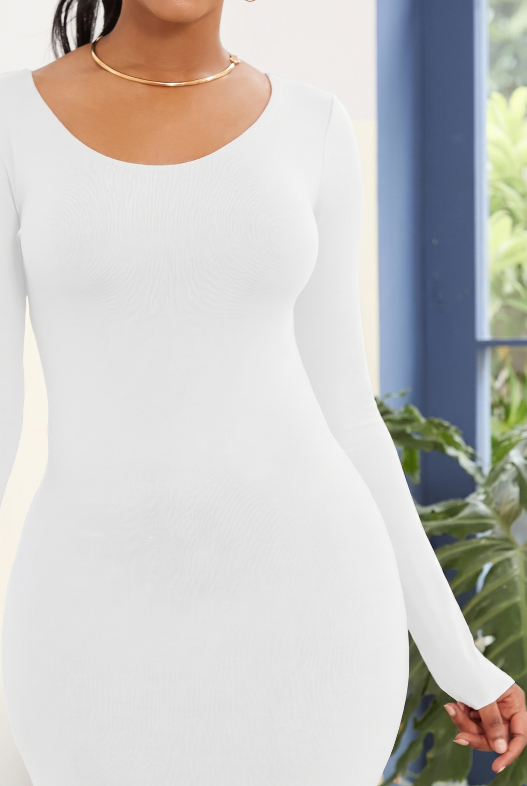 Round Neck Long Sleeve Maxi Wrap Dress