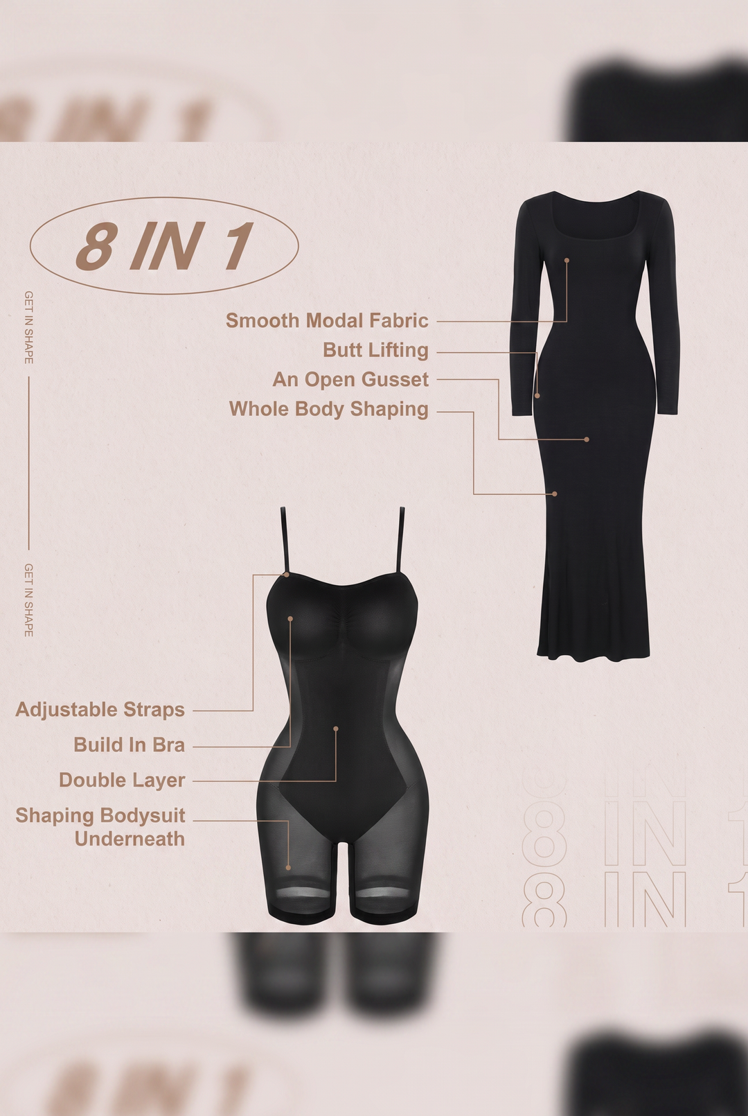 Basic Bae Built-In Shapewear Square Neck Long Sleeve Maxi Dress