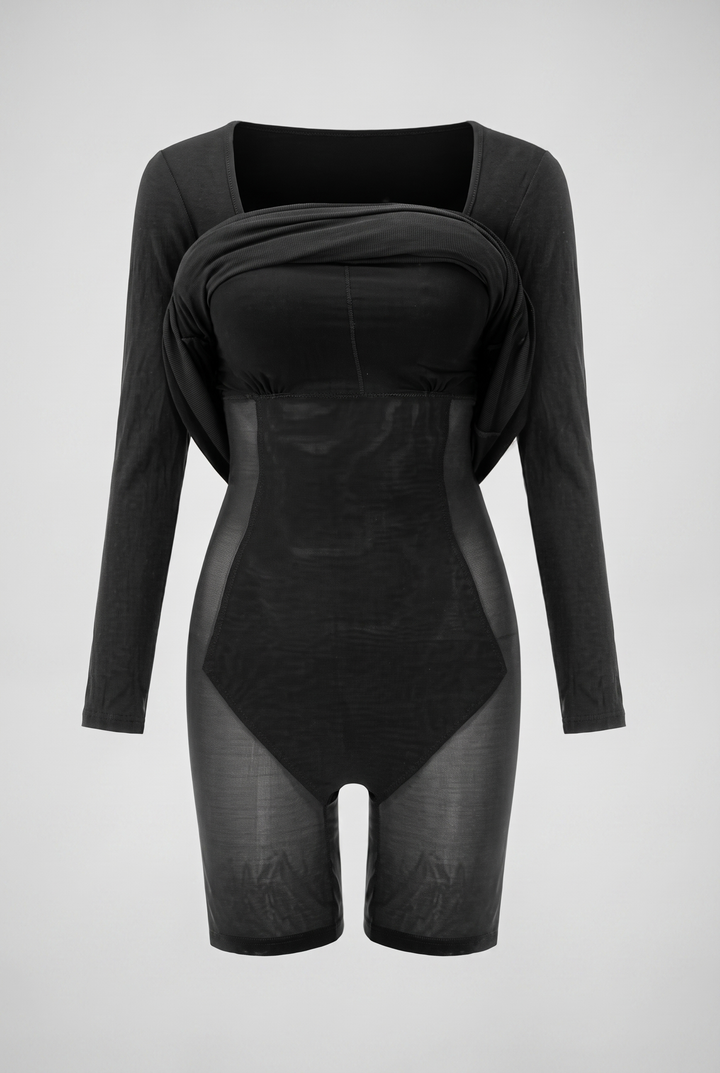 Basic Bae Built-In Shapewear Square Neck Long Sleeve Maxi Dress