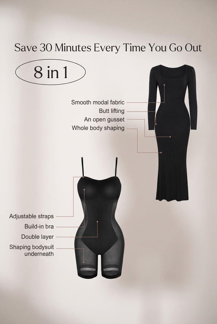 Basic Bae Built-In Shapewear Square Neck Long Sleeve Maxi Dress