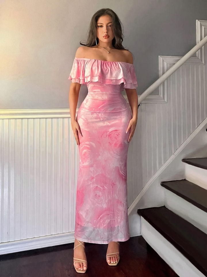 Layered Ruffled Off-Shoulder Dress